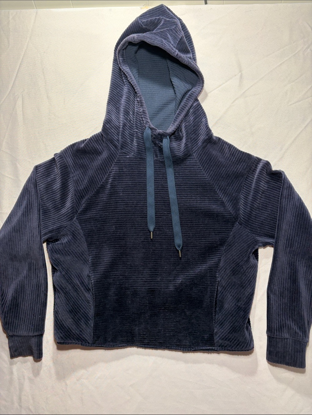 Zella Ribbed Plush Hoodie in Midnight Blue